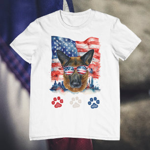 T-shirt Chien rouge blanc et bleu allemand 4 juillet