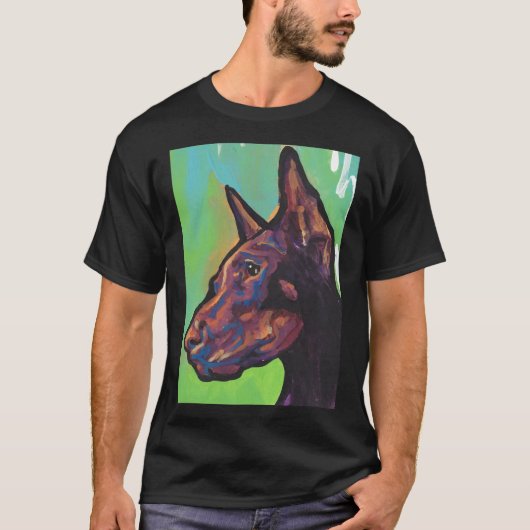 T-shirt Chien rouge Doberman Pinscher Chien pâté de couleu (Devant)