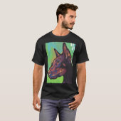 T-shirt Chien rouge Doberman Pinscher Chien pâté de couleu (Devant entier)