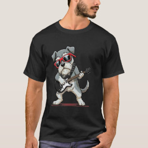 T-shirt Chien Schnauzer Jouant de la Guitare Basse Guitari