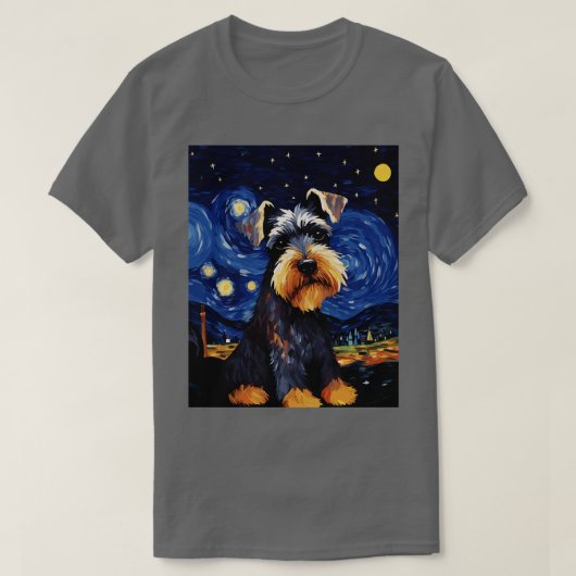 T-shirt Chien Schnauzer Miniature Starry Night Van Gogh Ar (Design devant)