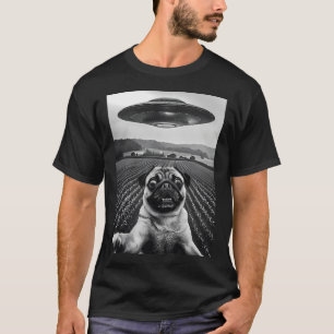 T-shirt Chien Sci-Fi Pug Enlèvement Drôle d'Alien UFO