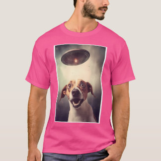 T-shirt Chien Selfie Avec Ovnis Extraterrestre Alien Ufo Ê