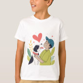 T-shirt chien serrant le coeur (Devant)