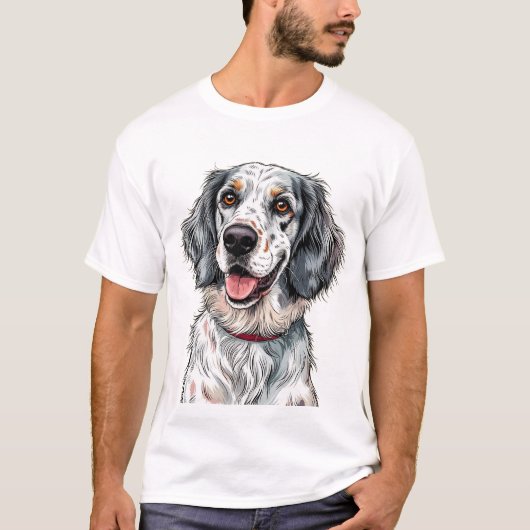 T-shirt Chien Setter Anglais Joyeux (Devant)