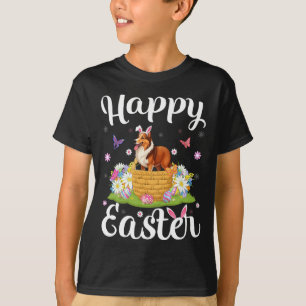 T-shirt Chien Sheltie Joyeuses Pâques Chasse aux œufs Lapi