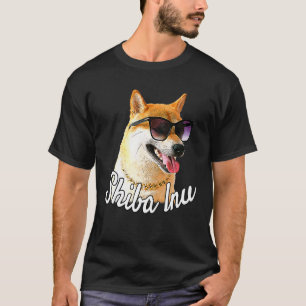 T-shirt Chien Shiba Inu avec lunettes de soleil et chaîne