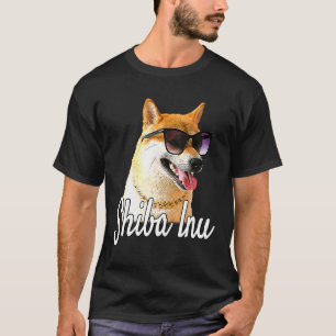 T-shirt Chien Shiba Inu avec lunettes de soleil et chaîne