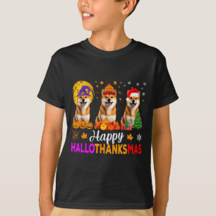 T-shirt Chien Shiba Inu Halloween Noël Hallothanksmas 