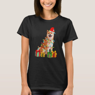 T-shirt Chien Shiba Inu Noël Lumières de Noël Chiot