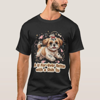 T-shirt Chien Shih Tzu adorable, design joyeux en plein sa
