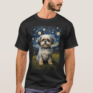 T-shirt Chien Shih Tzu dans la nuit étoilée, Edvard Munch