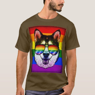 T-shirt Chien sibérien gai Husky Dog LGBT Rainbow Pride dr