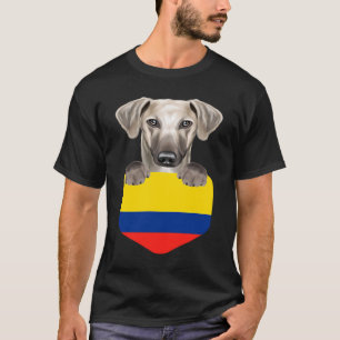 T-shirt Chien Sloughi Drapeau Colombie Dans La Poche