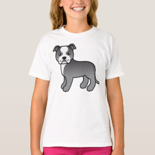 T-shirt Chien Staffordshire Bull Terrier bleu et blanc