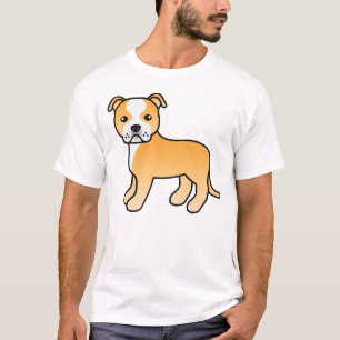 T-shirt Chien Staffordshire Bull Terrier Fauve Et Blanc