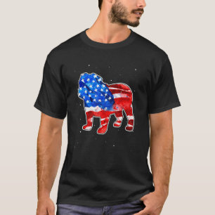 T-shirt Chien-taureau anglais Tie Dye Drapeau américain Pa