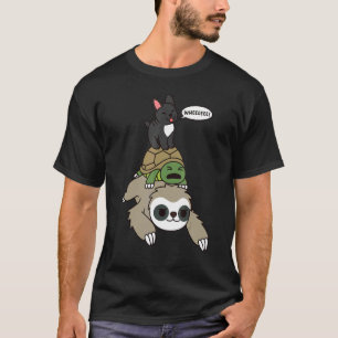 T-shirt Chien-taureau français à cheval Sloth Tortoise Chi