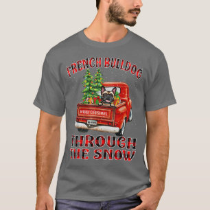 T-shirt Chien-taureau français à travers le camion de Noël