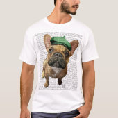 T-shirt Chien-taureau français Brown avec Casquette vert 2 (Devant)