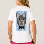 T-shirt Chien-taureau français gris, aquarelle bleu (Dos)