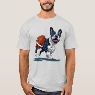 T-shirt Chien-taureau français jouant au football