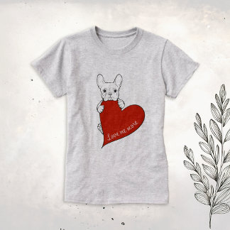 T-shirt Chien-taureau français mignon au coeur rouge