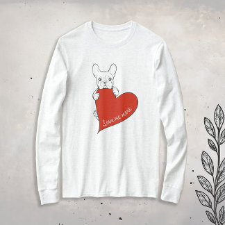 T-shirt Chien-taureau français mignon au coeur rouge