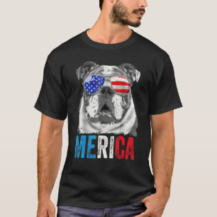 T-shirt Chien-taureaux anglais 4 juillet Merica Hommes Usa