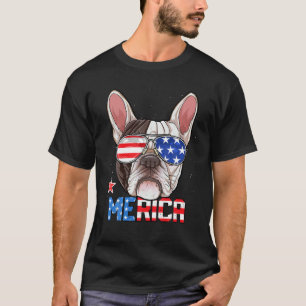T-shirt Chien-taureaux français 4 juillet Merica Hommes F