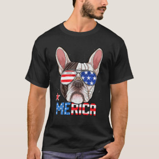 T-shirt Chien-taureaux français 4 juillet Merica Hommes Fe