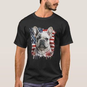 T-shirt Chien-taureaux français avec le drapeau américain