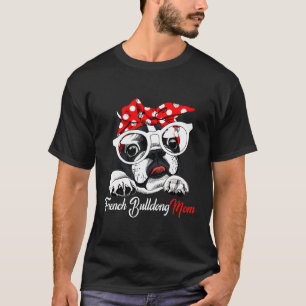 T-shirt Chien-taureaux français Bandana Rouge Femmes Chien