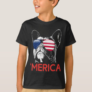 T-shirt Chien-taureaux français de l'Amérique Drapeau 4 ju