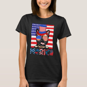 T-shirt Chien-taureaux français de l'Amérique Drapeau 4 ju