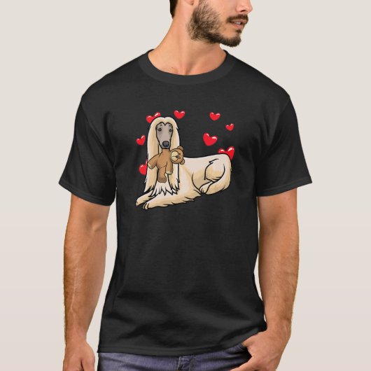 T-shirt Chien Tazi Hound Afghan Avec Animal Stuffé (Devant)