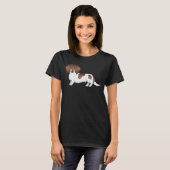 T-shirt Chien teckel à longs poils piebalde chocolat et fa (Devant entier)
