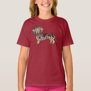 T-shirt Chien Teckel À Poil Lisse Chocolat Et Tacheté De T