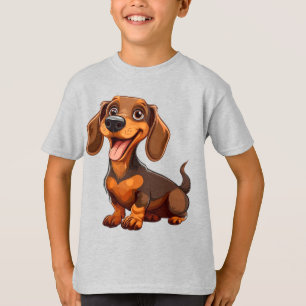 T-shirt Chien teckel de dessin animé mignon