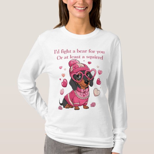 T-shirt Chien teckel de la Saint-Valentin (Devant)