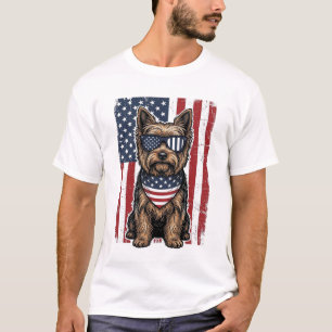 T-shirt Chien Terrier Patriotique Drapeau Vintage Vector D