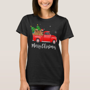 T-shirt Chien Tibétain Mastiff Rouge Camion Noël Arbre de