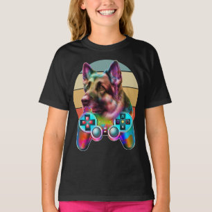 T-shirt chien vintage et console de jeux