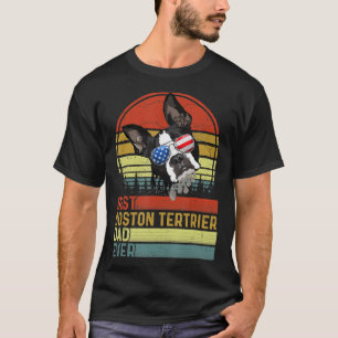 T-shirt Chien Vintage Meilleur Boston Terrier Papa Jamais