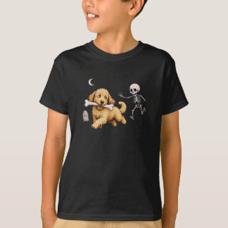 T-shirt Chien volant un os d'un squelette Mème Goldendoodl