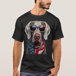 T-shirt Chien Weimaraner Américain 4 Juillet Indépendance