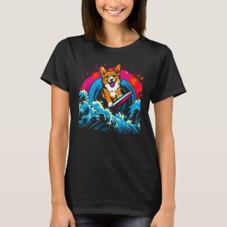 T-shirt Chien Welsh Corgi Surf