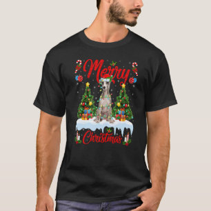 T-shirt Chien Whippet Allume Arbre de Noël Père Noël Whipp