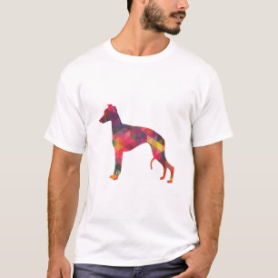 T-shirt Chien Whippet Motif géométrique Silhouette Multi