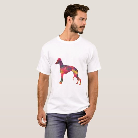 T-shirt Chien Whippet Motif géométrique Silhouette Multi (Devant entier)